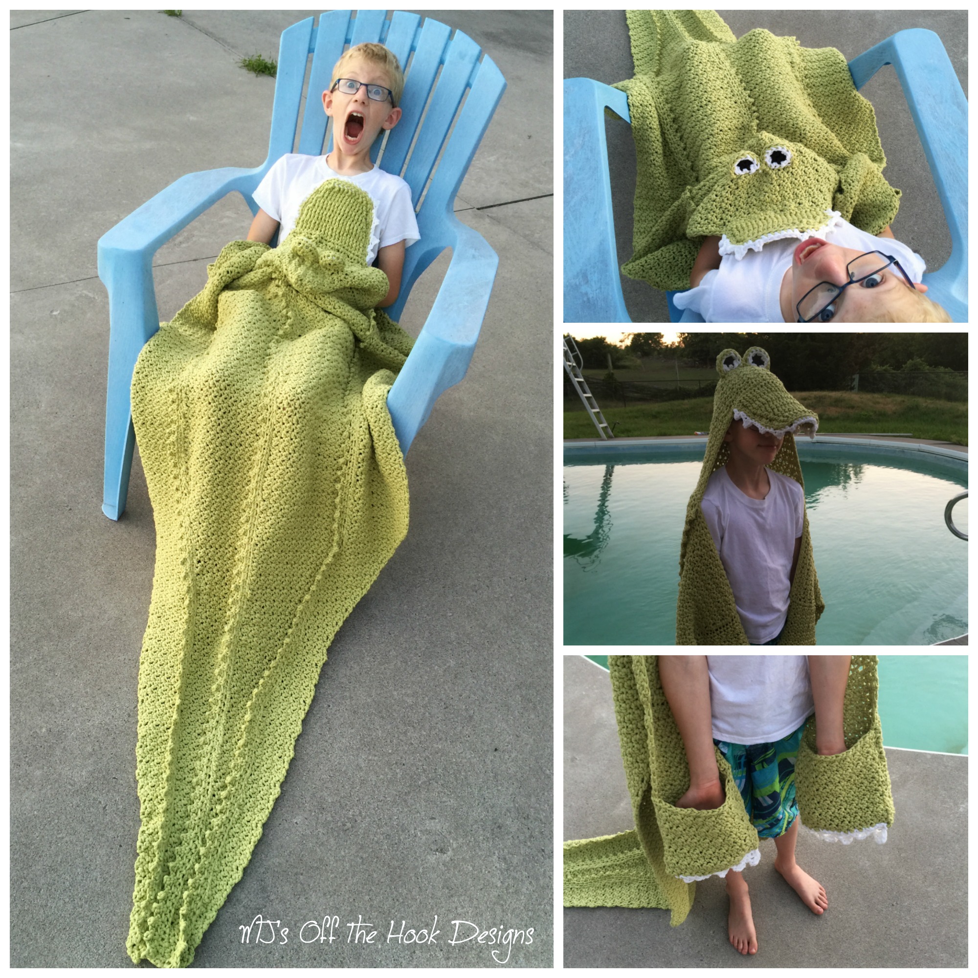 Hooded Alligator Beach Towel MJ's off the Hook Designs