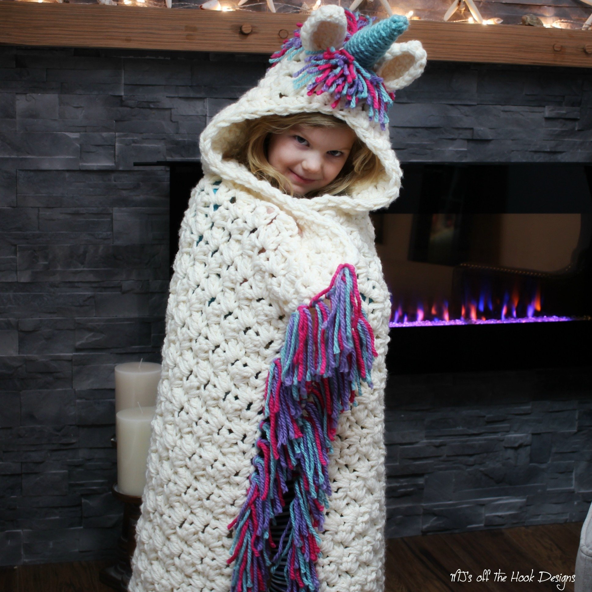 Hooded Unicorn Blanket MJ s off the Hook Designs