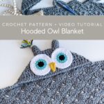 Crochet pattern video tutorial for a hooded owl blanket.