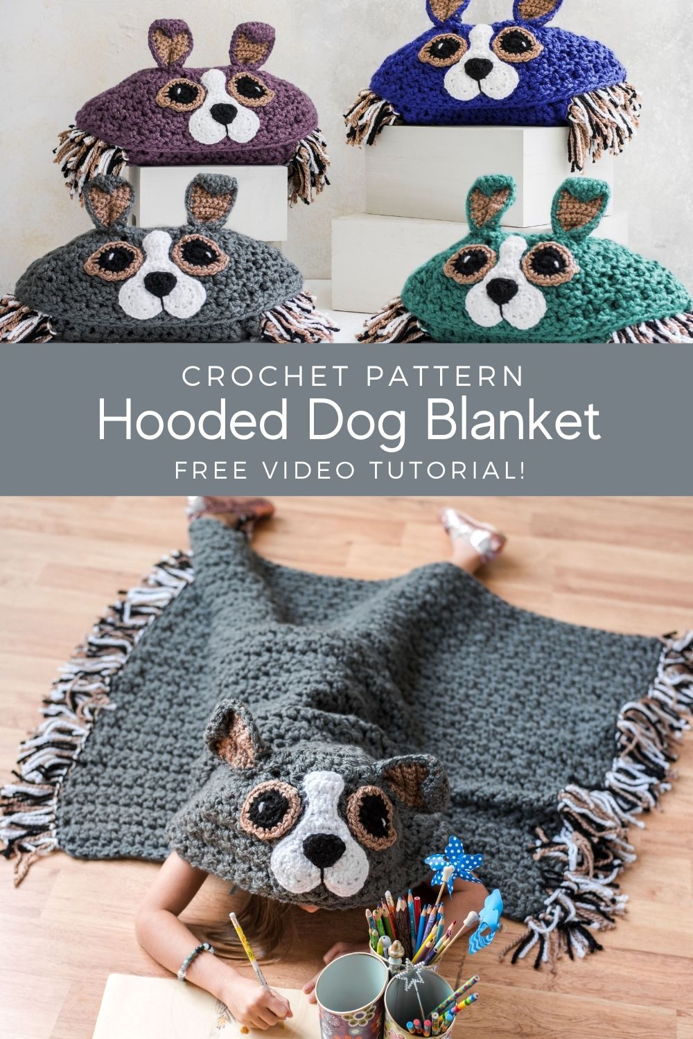 Crochet Hooded Dog Blanket MJ's off the Hook Designs