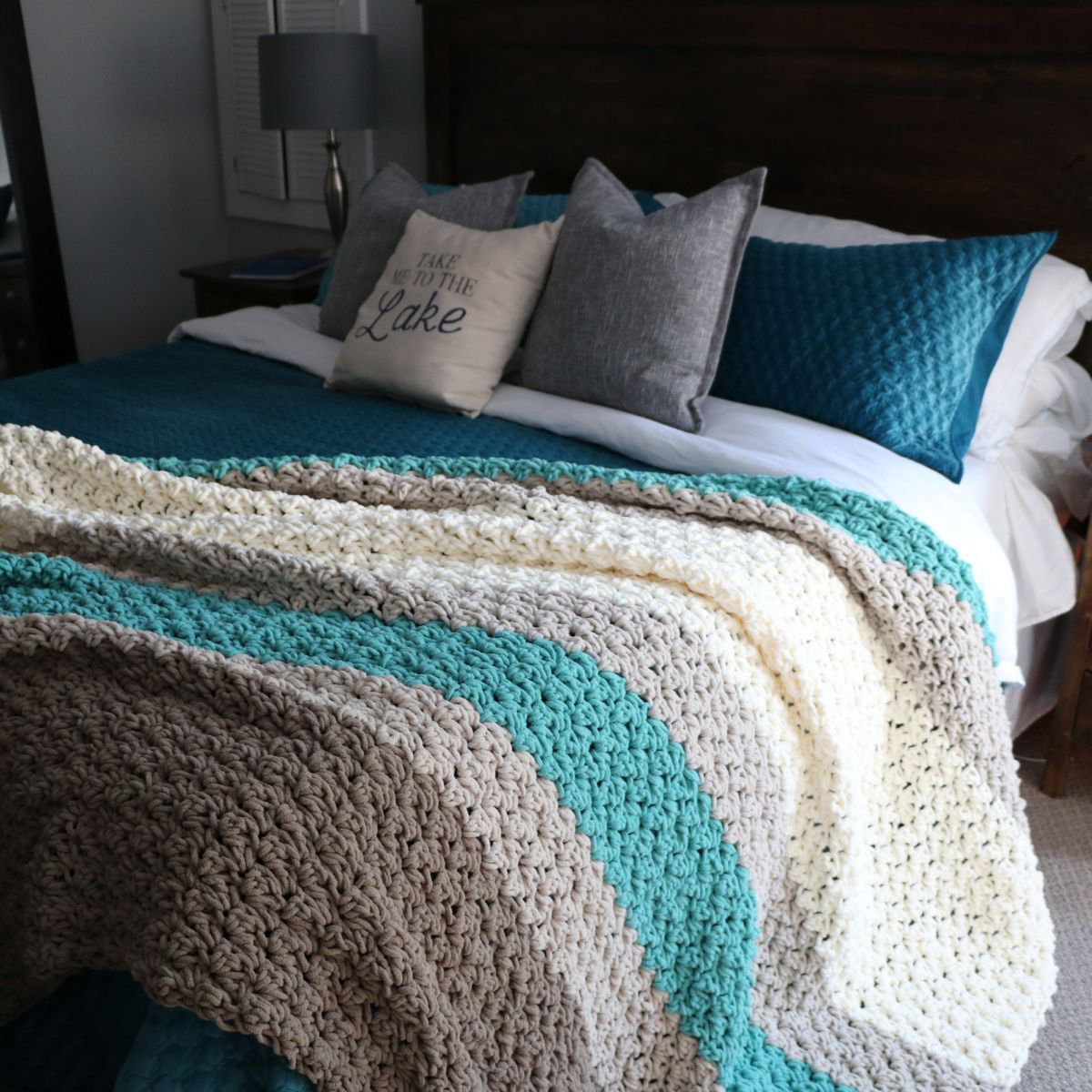 Crochet a King Size Farmhouse Blanket Free pattern MJ's off the