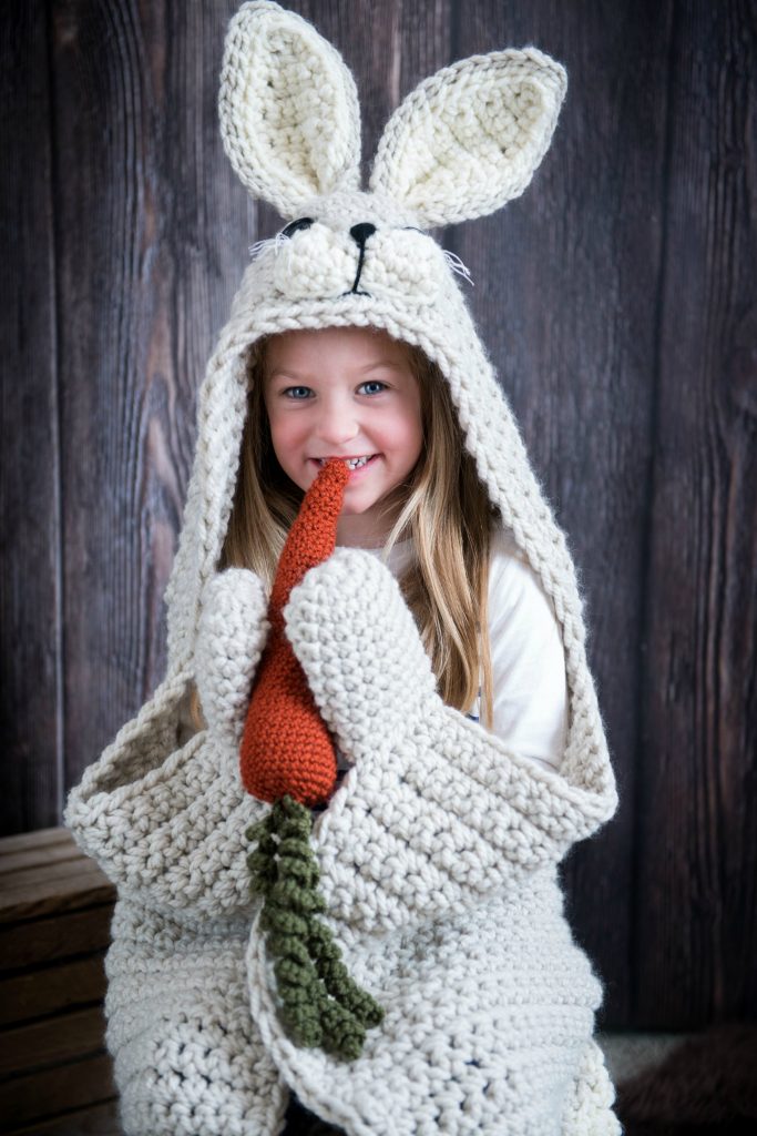 Crochet Hooded Rabbit Blanket