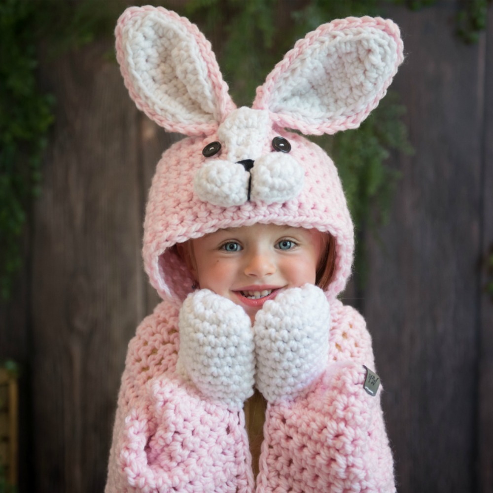 Crochet Hooded Rabbit Blanket