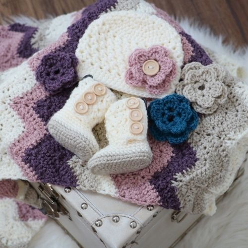 Dusty Rose Baby Set - Crochet Pattern - MJ's off the Hook Designs