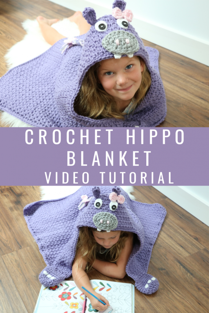 Crochet Hooded Hippo Blanket