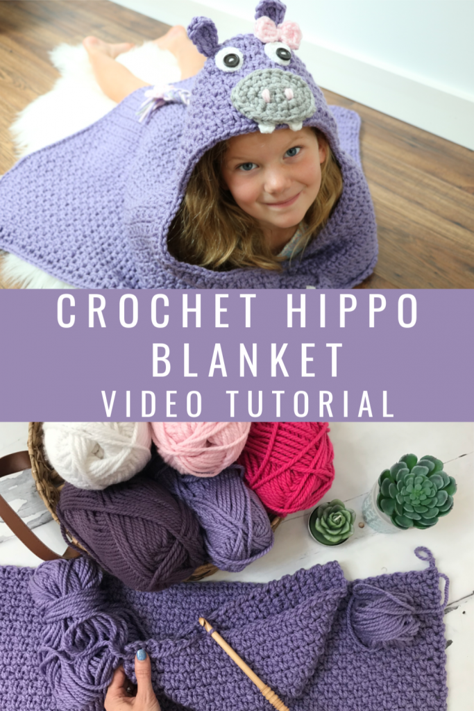 Crochet Hooded Hippo Blanket