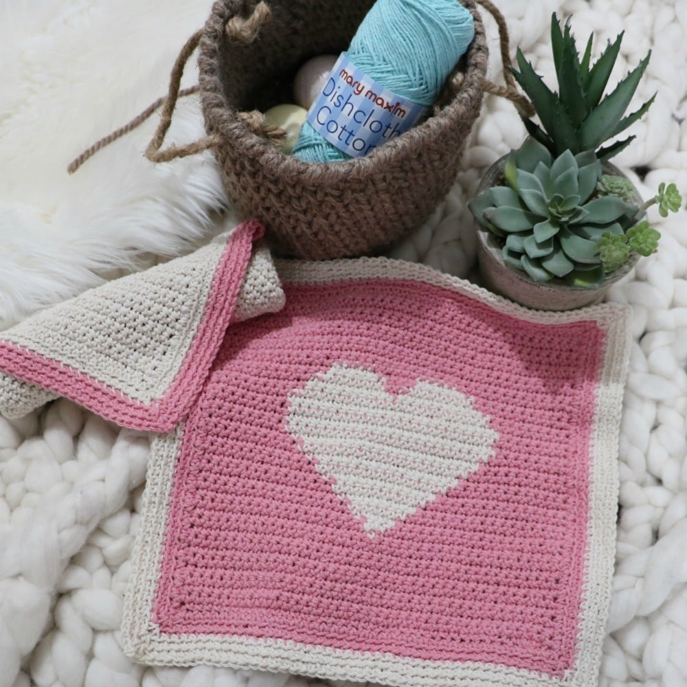 Crochet Heart Dishcloth Pattern