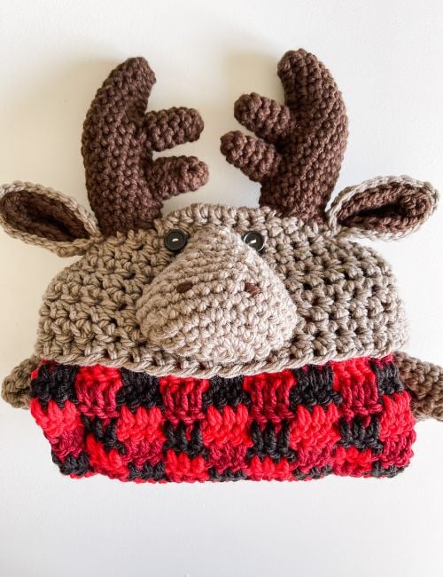 Crocheted Hooded Moose Blanket