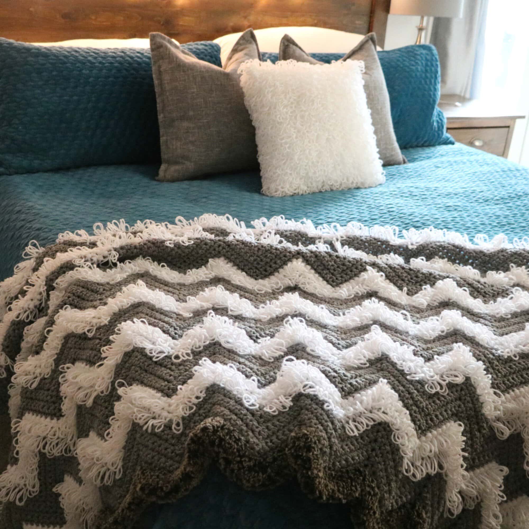 Loopy Chevron Stitch Blanket - MJ's off the Hook Designs