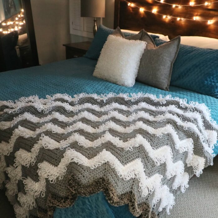 Loopy Chevron Stitch Blanket - MJ's off the Hook Designs