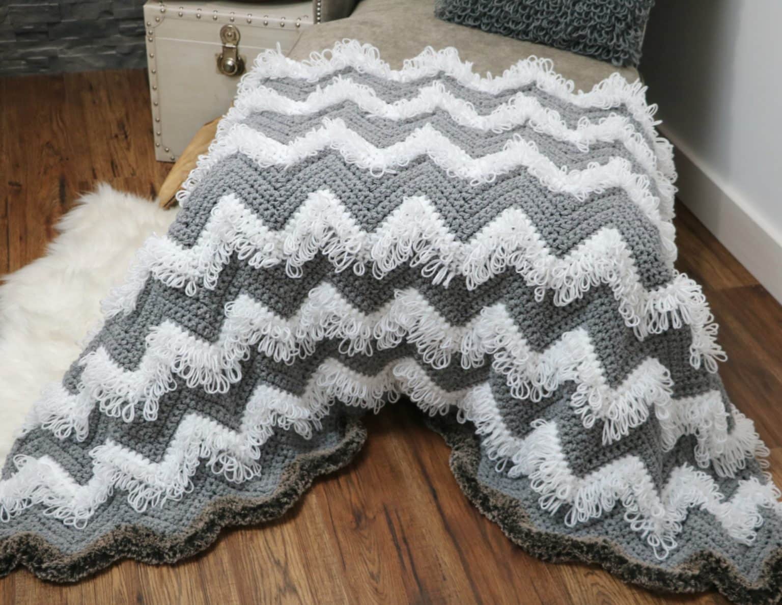 Loopy Chevron Stitch Blanket - MJ's off the Hook Designs
