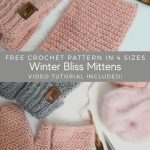 Winter bliss mittens crochet pattern in 4 sizes.