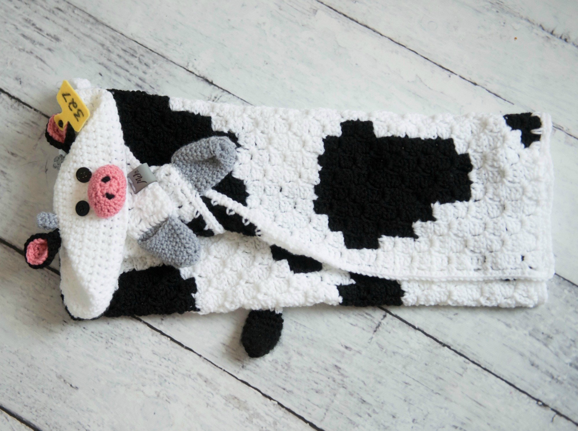 Hooded Cow Blanket MJ's off the Hook Designs