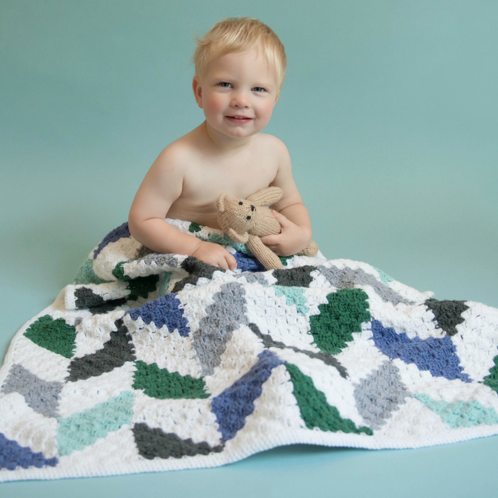 Modern Herringbone Baby Blanket MJ's off the Hook Designs