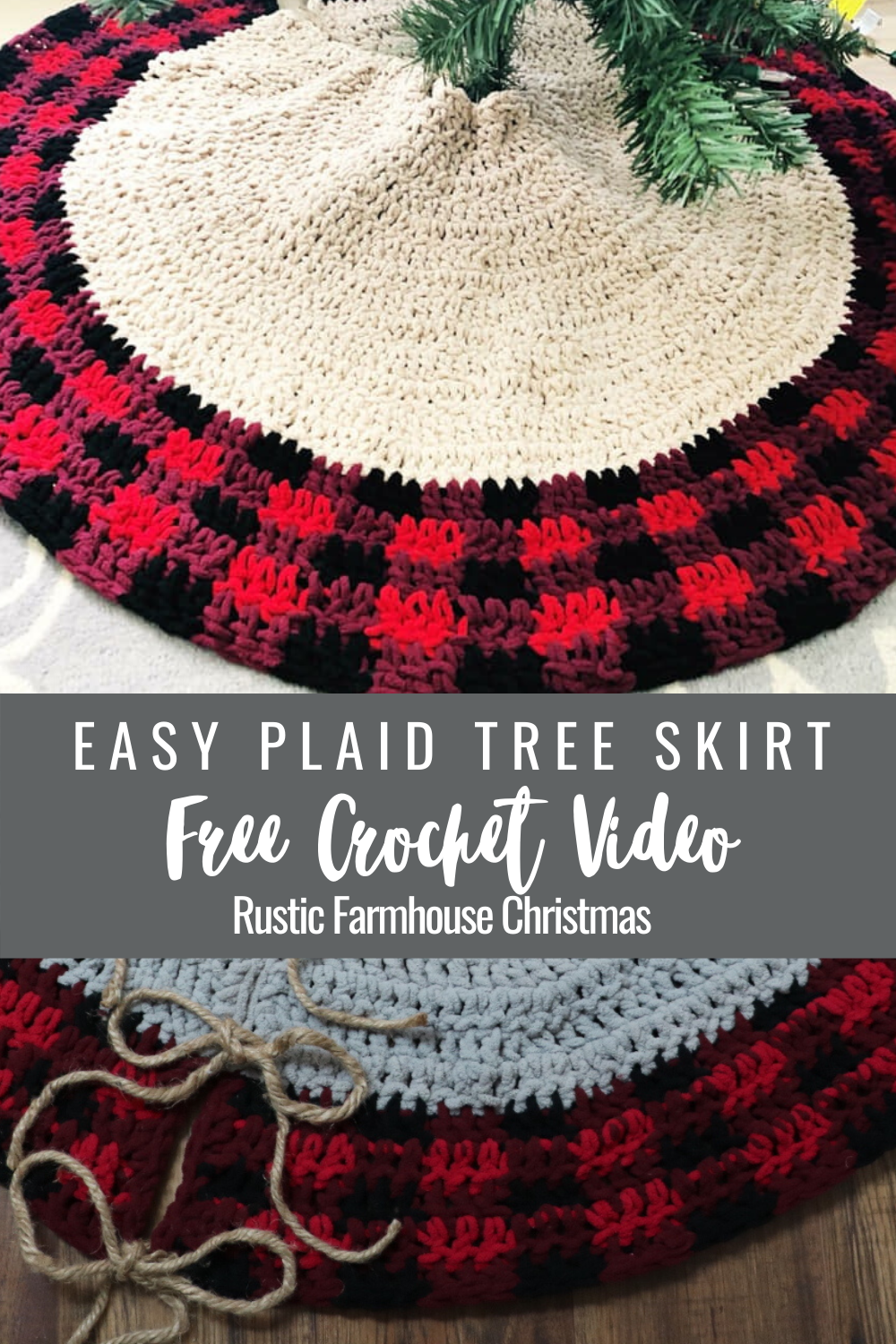 Crochet Buffalo Plaid Tree Skirt & Pillow Cover MJ's off the Hook Designs