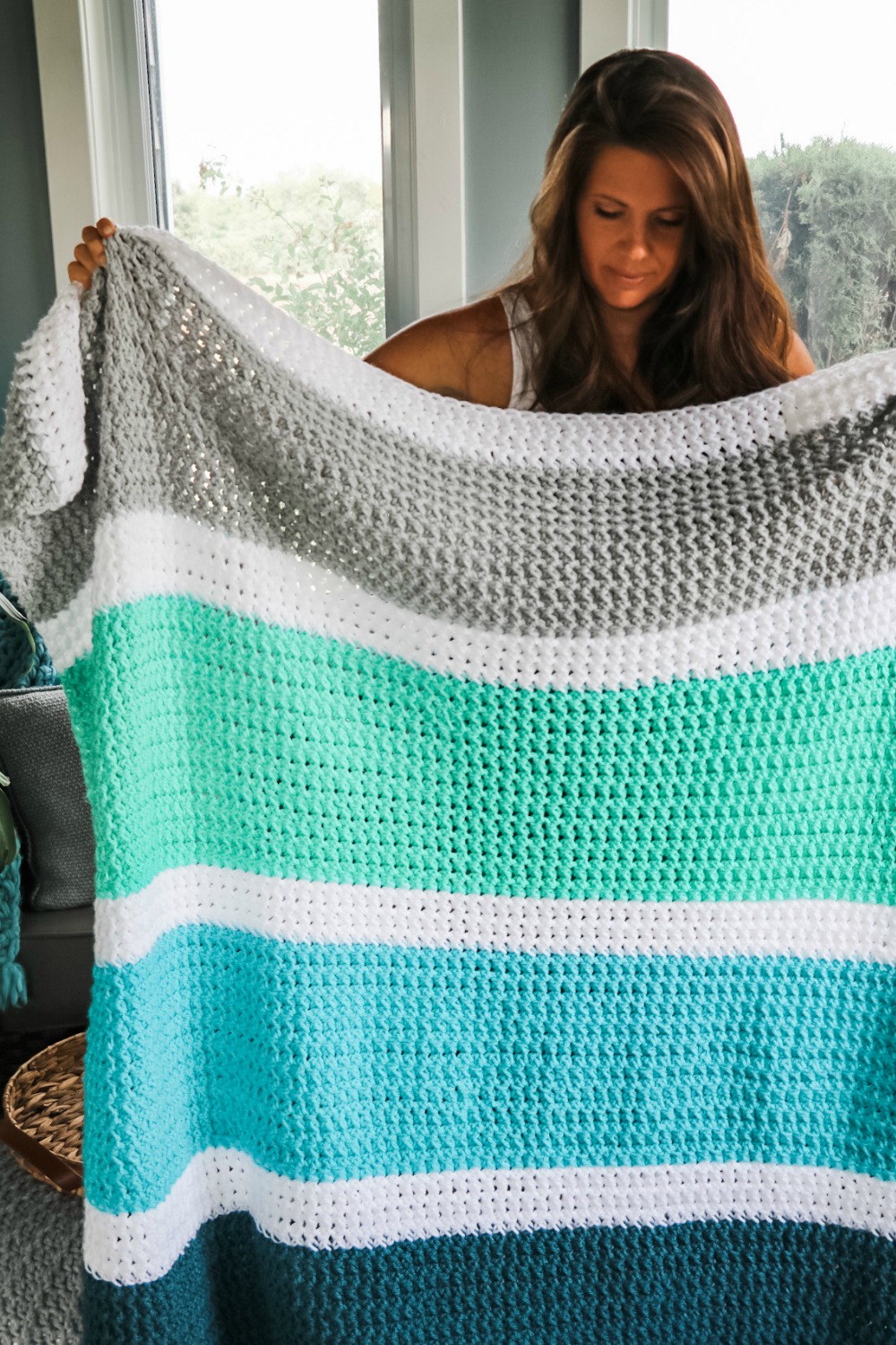 Calming Stripes Crochet Blanket MJ's off the Hook Designs