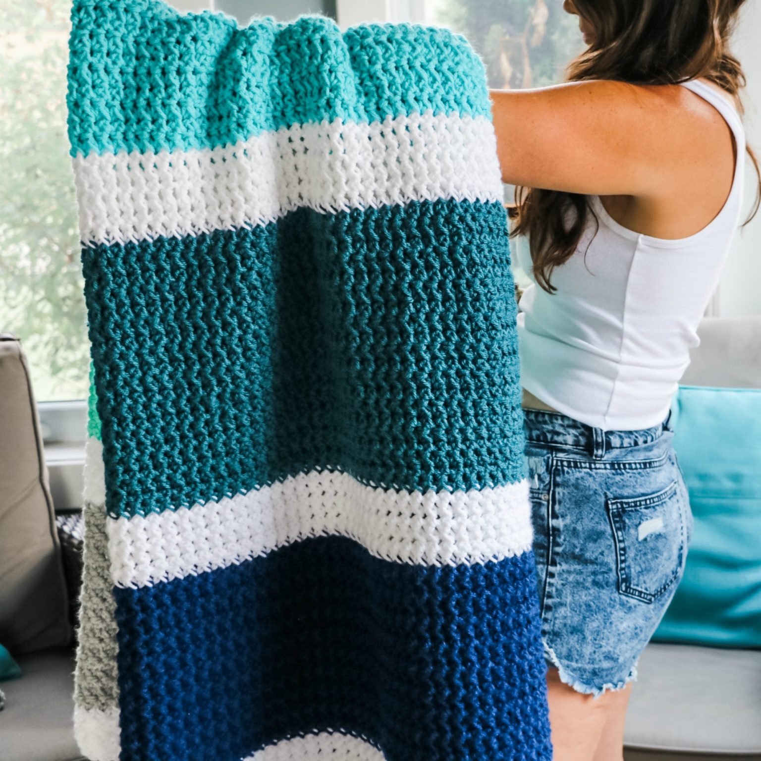 Calming Stripes Crochet Blanket MJ's off the Hook Designs