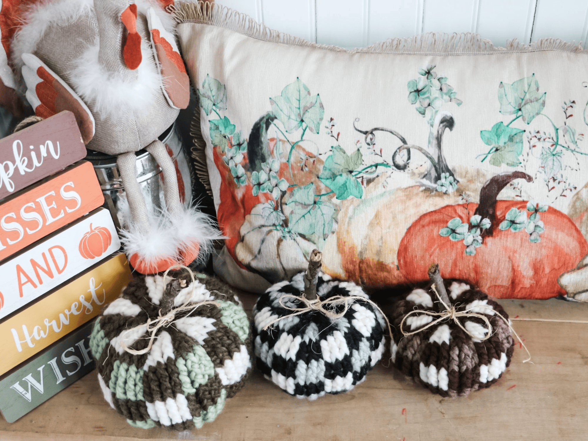 Crochet Bulky & Quick Plaid Pumpkins - MJ's off the Hook Designs