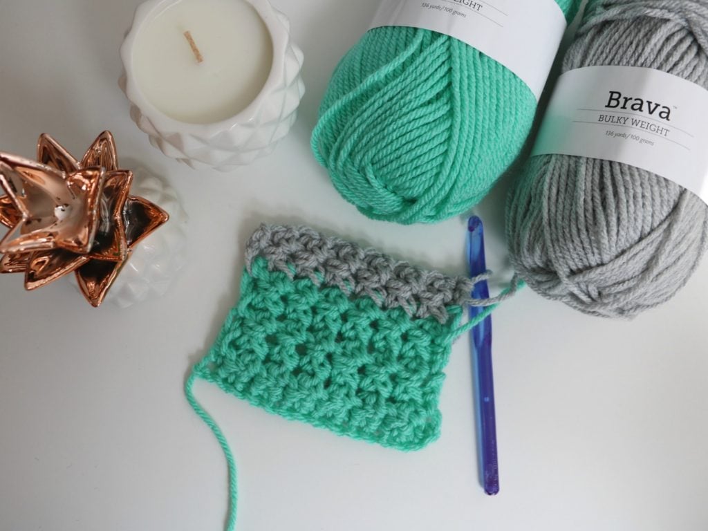 crochet swatch in brava bulky yarn