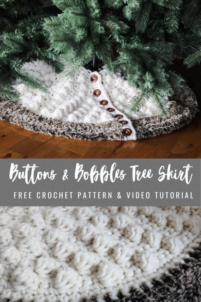 Buttons & Bobbles Tree Skirt Free Crochet Pattern by MJ's Off The hook Designs