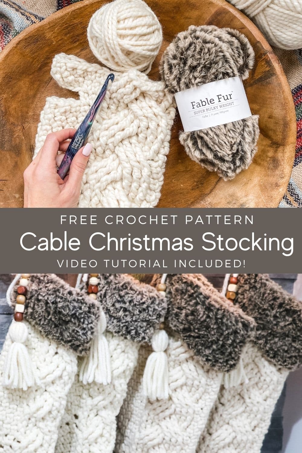 Fable Cable Crochet Stocking - MJ's off the Hook Designs