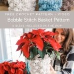 Free bobble stitch crochet basket pattern.