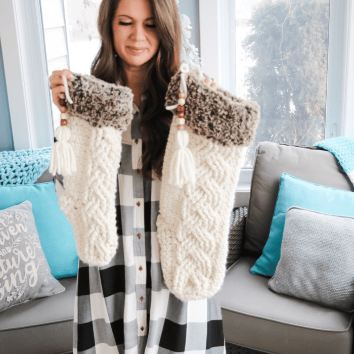 Fable Cable Crochet Stocking - MJ's off the Hook Designs