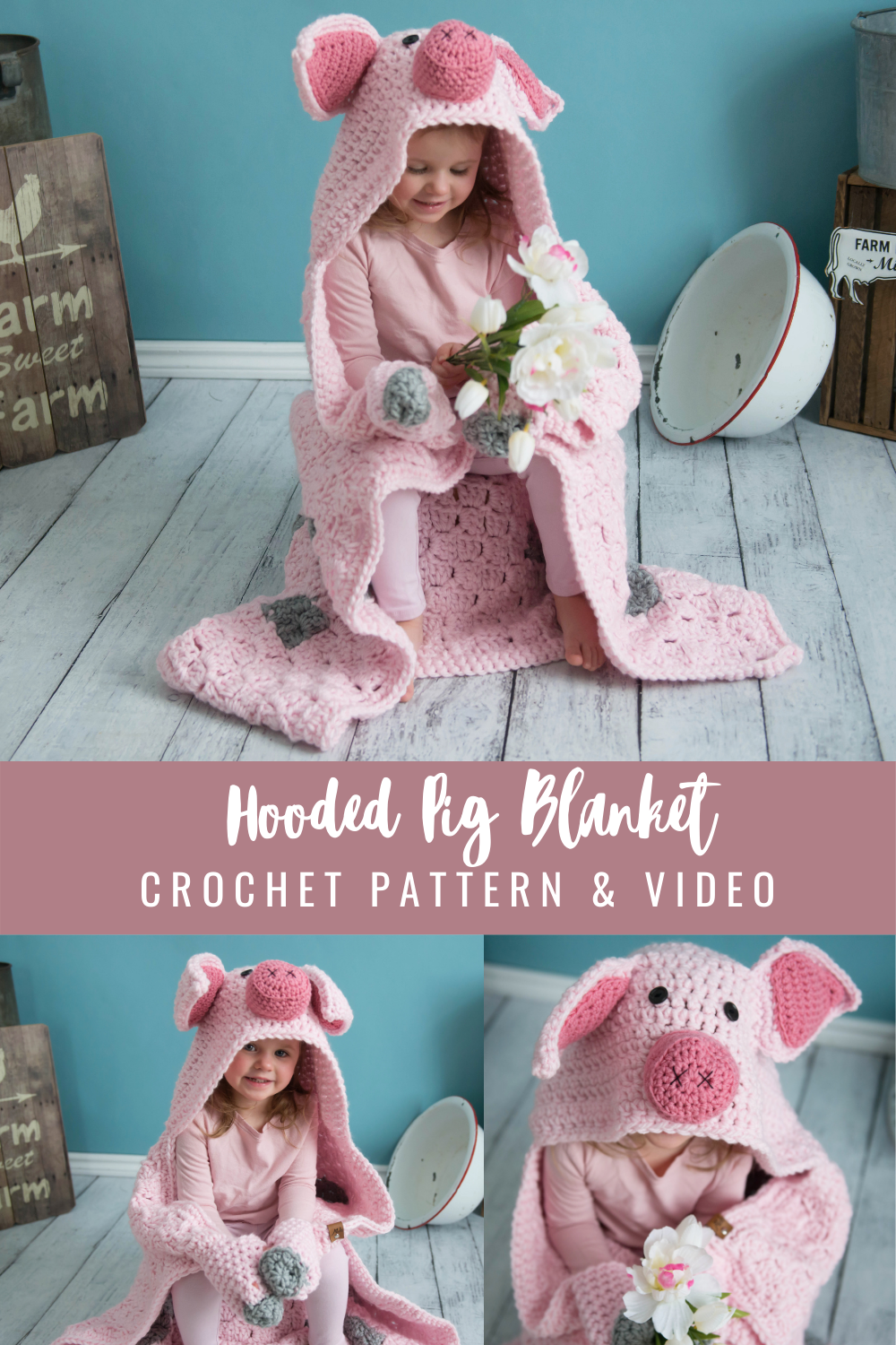 Crochet Pig Blanket MJ's off the Hook Designs