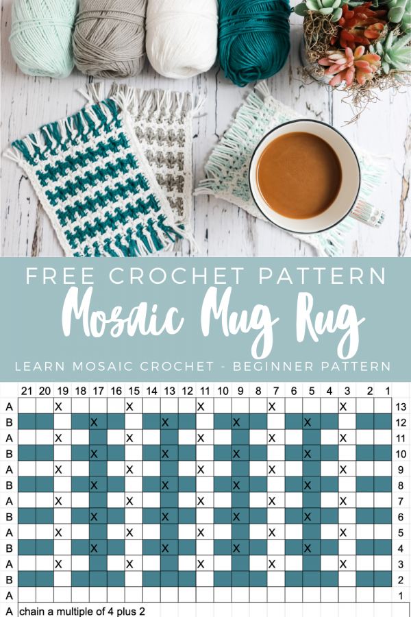 Mosaic Mug Rug Free Crochet Pattern MJ's off the Hook Designs