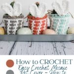 Easter Crochet tutorial for easy mosaic pot covers with a color palette guide.