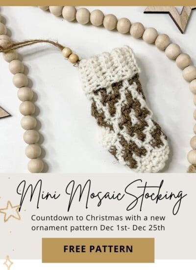 A free Mini Mosaic Stocking crochet pattern for a Christmas stocking.