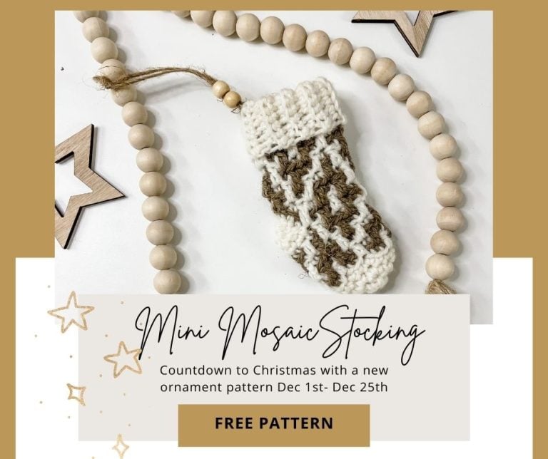 A free Mini Mosaic Stocking crochet pattern for a Christmas stocking.