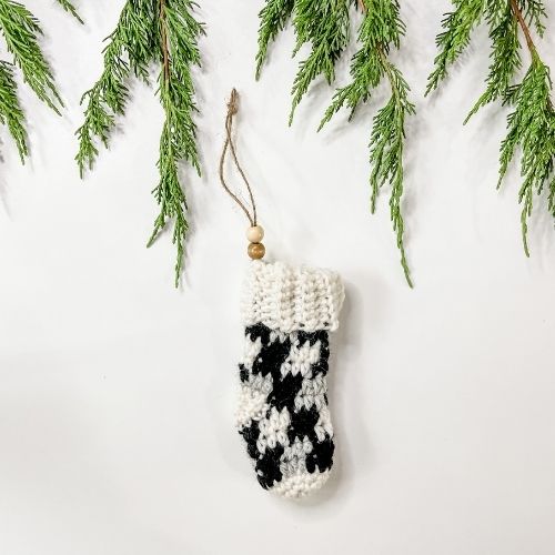 Mini Plaid Stocking Ornament
