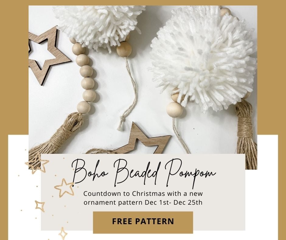 Boho Beaded Pompom Ornament