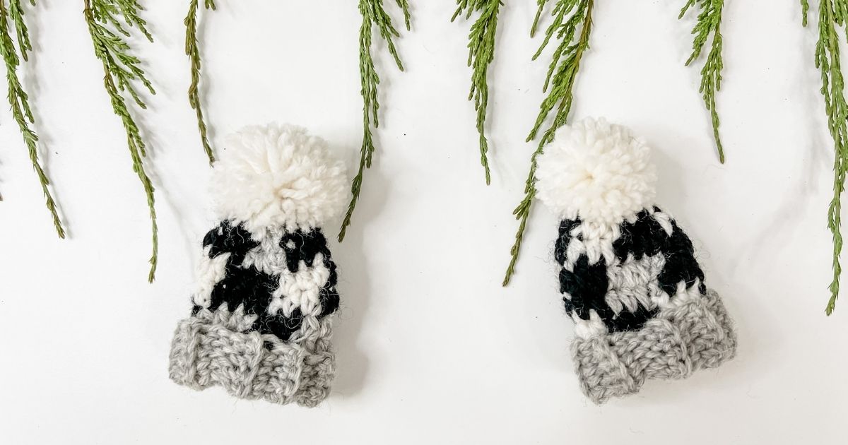 Mini Plaid Hat Ornament - Free Crochet pattern - MJ's off the Hook Designs