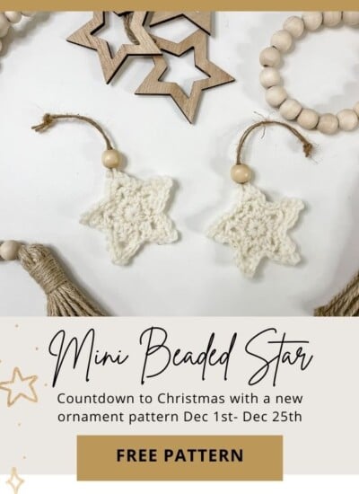Crochet Star Ornament with mini beaded pattern.