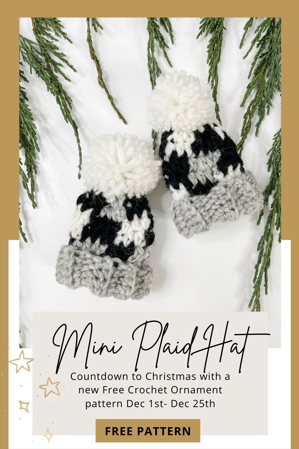 Mini Plaid Hat Ornament - Free Crochet pattern - MJ's off the Hook Designs