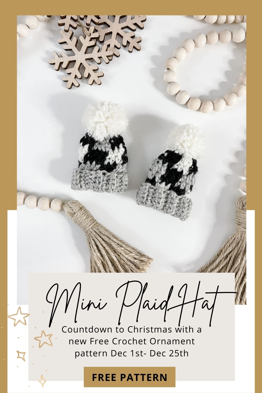 Mini Plaid Hat Ornament - Free Crochet pattern - MJ's off the Hook Designs