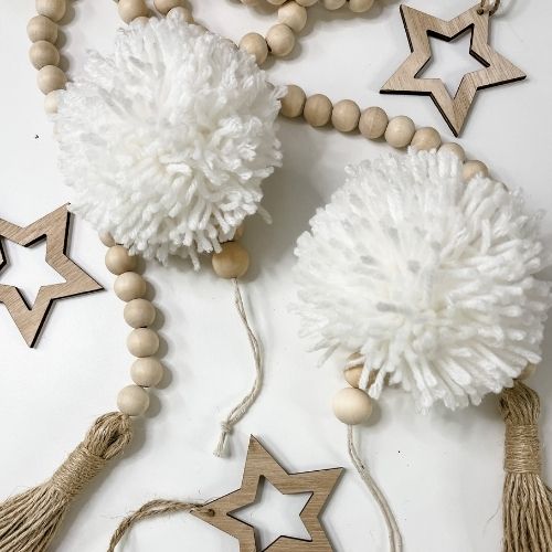 Boho Beaded Pompom Ornament