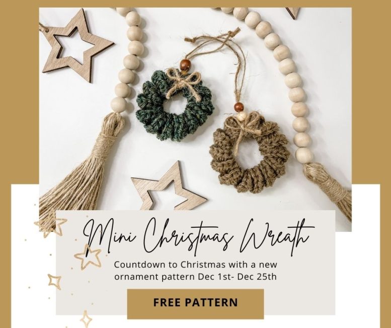 Mini Christmas Wreath - Free Crochet pattern - MJ's off the Hook Designs