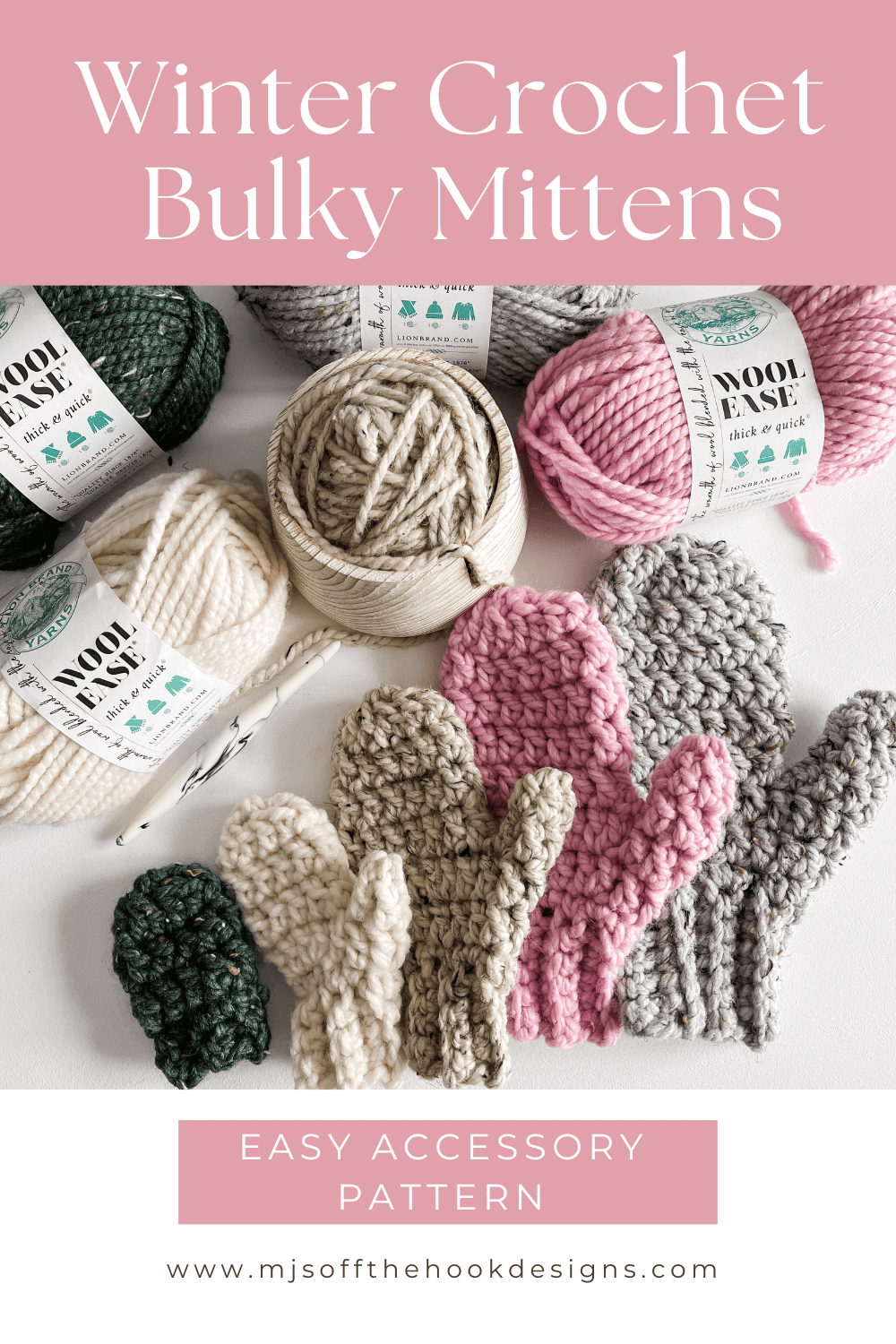Beginner Bulky Mittens - Free Crochet Pattern - MJ's off the Hook Designs