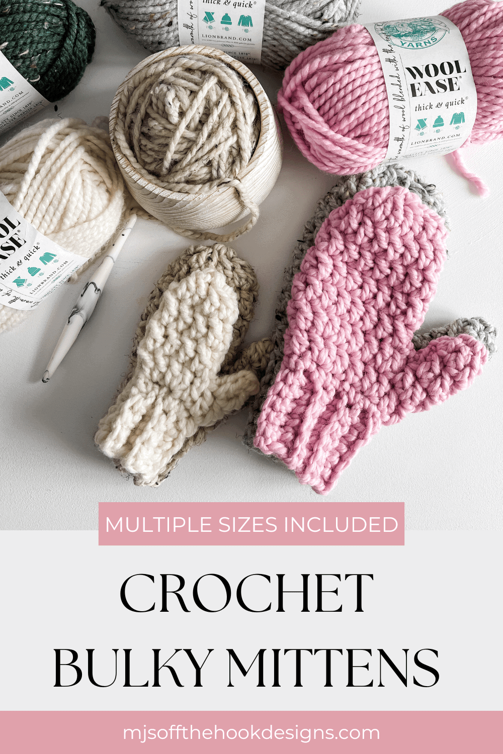 Beginner Bulky Mittens - Free Crochet Pattern - MJ's off the Hook Designs