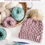 Free pattern and video tutorial for the bulky celtic weave beanie.