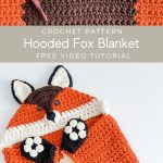 Crocheted hooded fox blanket. Perfect for staying warm and cozy.
