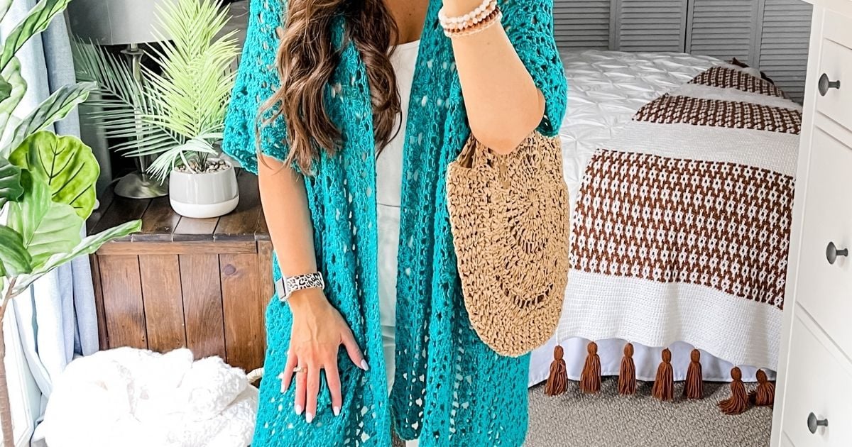 lacy crochet kimono beach cover up