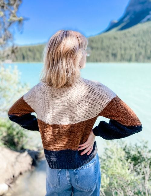 Rocky Mountain Colourblock Crochet Sweater
