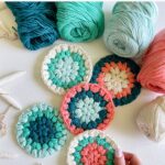 Free pattern and video tutorial for crochet granny puff face scrubbies.