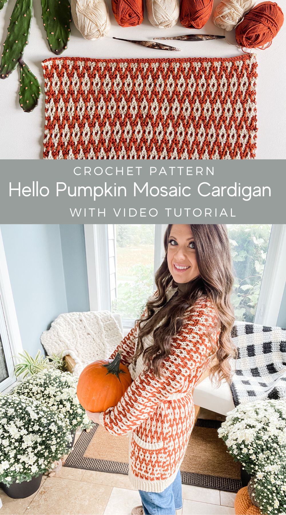 Hello Pumpkin Mosaic Crochet Cardigan MJ's off the Hook Designs
