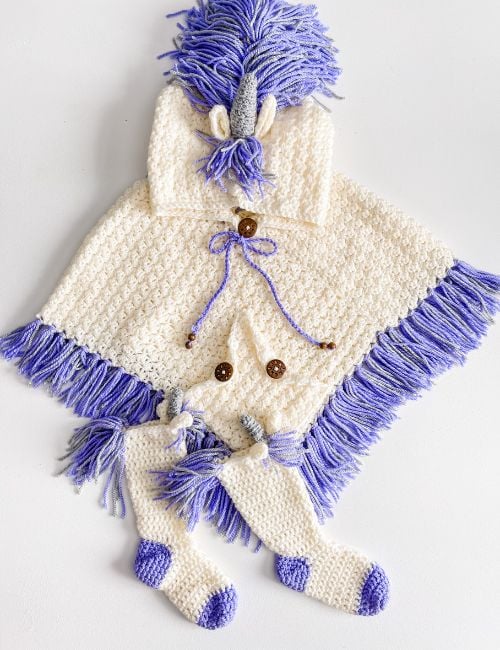 Free Unicorn Crochet Poncho pattern
