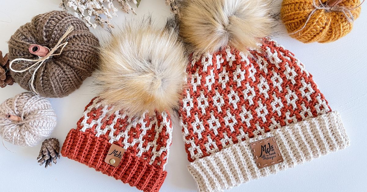 Hello Pumpkin Mosaic Crochet Hat - MJ's off the Hook Designs